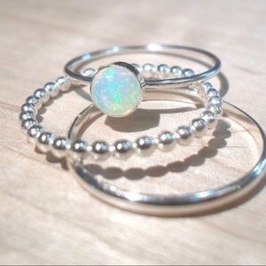 Silver plated opal ring